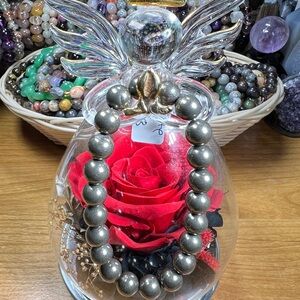 Pyrite 8.8MM Beaded Bracelet Natural Quartz Crystal Stone 6.75”